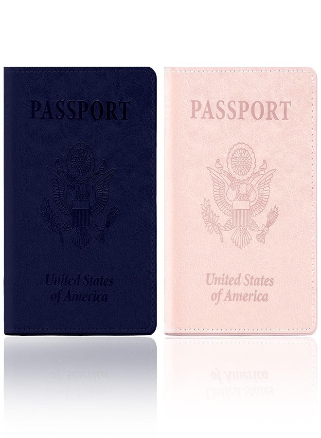 Linsuminn Passport Holder, Passport Holder for Travel, Travel Passport Holders Must Haves for Women Men, Passport Cover Passport Wallet Case Holders for Travels Cruise Ship Essentials, Dark Blue & Rose Gold - Image 1